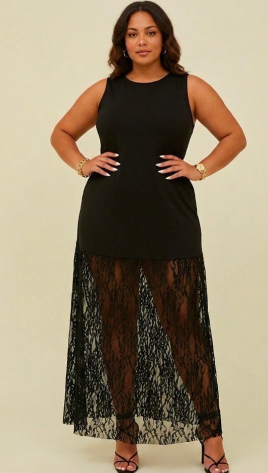 The Shadow Play - Sleeveless Lace Dress