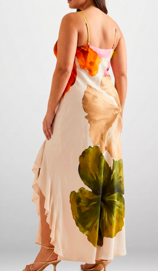 Sun Drenched Petals - One-Shoulder Dress